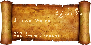 Árvay Verner névjegykártya
